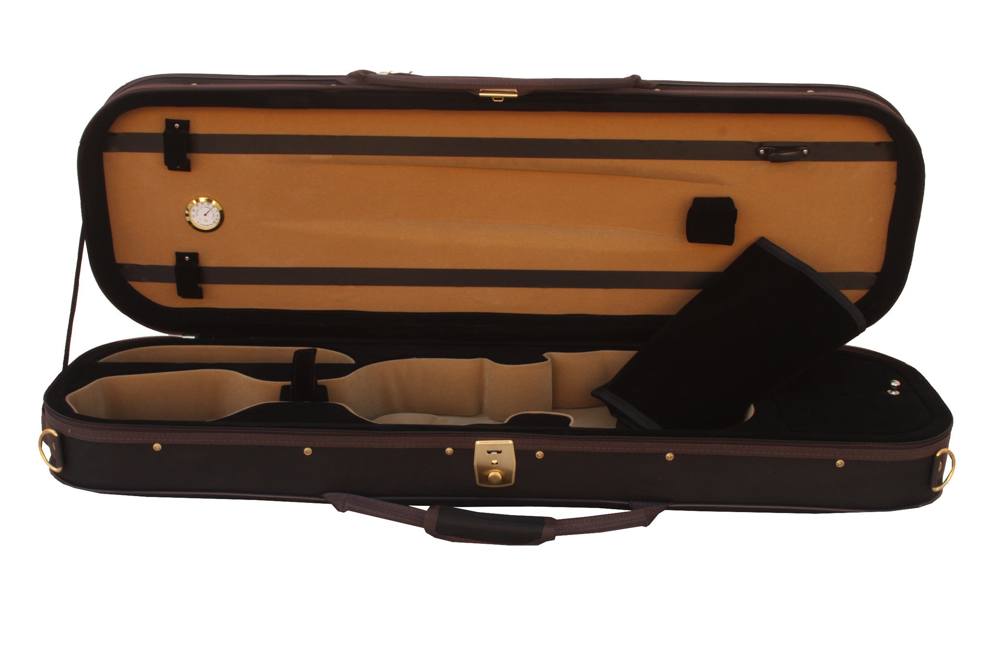 SKY High Density Wood Bow Case For 2 Violin/Viola/Cello Bows - Brown, With Strap